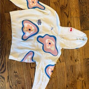 Nike White Hoodie with Pink and Blue Abstract Patterns